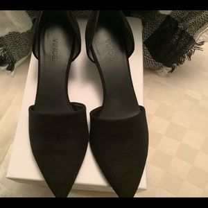 VINCE BLACK AURELIAN SUEDE KITTEN HEELS